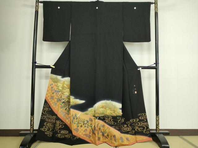 Rakuten - 平和屋着物■豪華黒留袖 作家物 人物風景文 暈し染め 金彩 正絹 逸品 DABF8712sf
