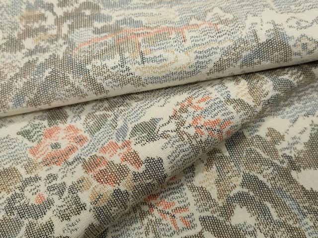 Kimono - 平和屋着物▽上質な紬　単衣　風景草花文　正絹　逸品　CAAP5518ut