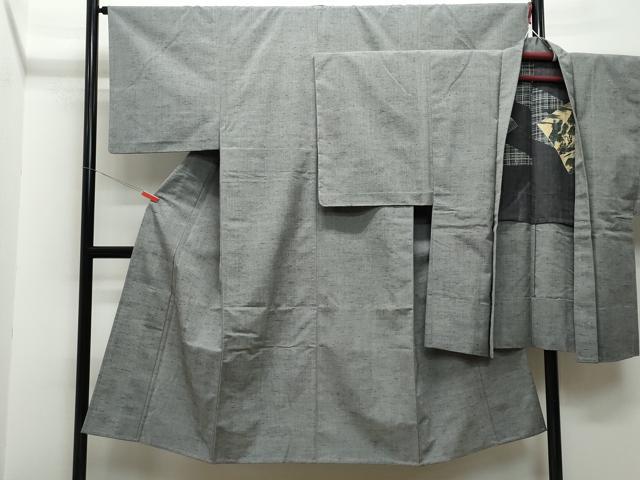 平和屋着物▽男性　色無地　単衣　アンサンブル　煤竹色　CAAQ0054vf(4)