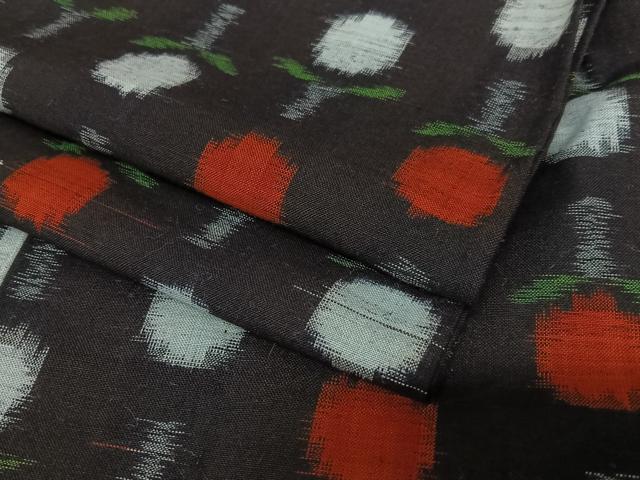 平和屋着物▽久留米絣 単衣 草花文 綿 逸品 AAAR3591zg