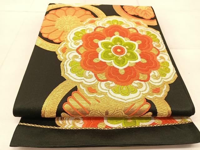 平和屋着物◎六通柄袋帯　唐織　正倉院花文　金糸　正絹　逸品　BAAU2487yc