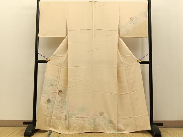 Rakuten - 平和屋着物●訪問着　松竹梅　雪輪扇面花文　暈し染め　金彩　正絹　逸品　BAAW0912hj