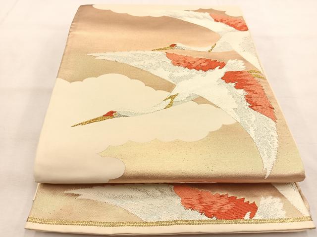 平和屋着物◎六通柄袋帯　若松葉　銀糸　正絹　逸品　BAAU2591yc