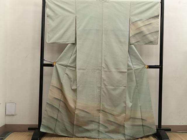 Rakuten - 平和屋着物●訪問着　本場染大島紬　流水文　正絹　逸品　BAAW3500mz