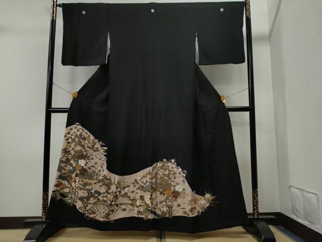 平和屋着物■豪華黒留袖 浜松風景花文 金彩 正絹 逸品 CAAK6937yc