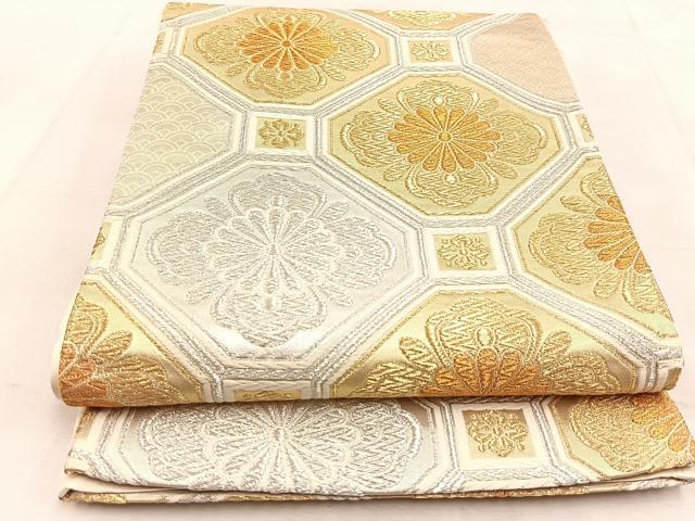 平和屋着物◎六通柄袋帯　蜀江菊花文　金銀糸　正絹　逸品　BAAU6333yc