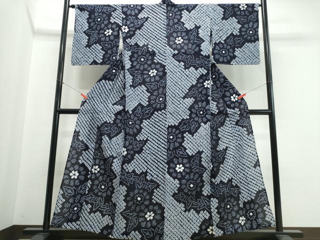 平和屋着物∴夏物　浴衣　有松鳴海絞り　舞花文　綿　逸品　CABK5333ng