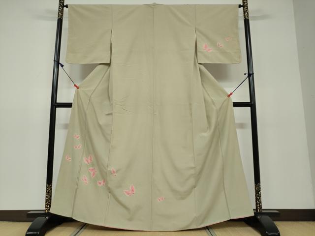 長襦袢 - 平和屋着物●訪問着　紬地　絞り　舞蝶文　正絹　逸品　未使用　DAAV4901ud