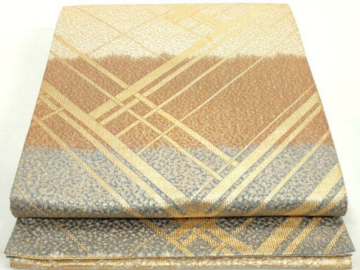 平和屋着物◎六通柄袋帯 幾何学横段文 金糸 正絹 逸品 DAAW1033qa 平和屋着物◎六通柄袋帯 幾何学横段文 金糸 正絹 逸品 DAAW1033qa