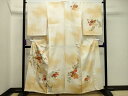 平和屋着物▽訪問着 単衣 駒刺繍 草花文 暈し染め 金彩 正絹 逸品 CAAV8874gh