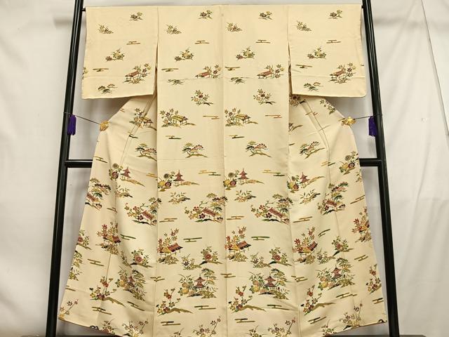 平和屋着物■訪問着　風景花文　正絹　逸品　AABD9029oa