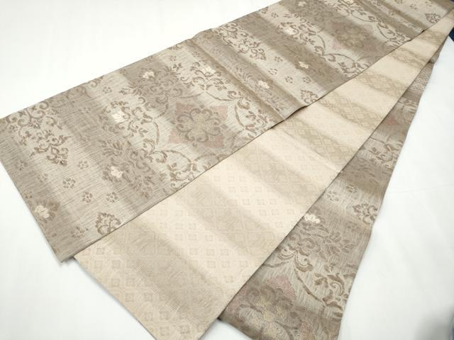 平和屋着物●スリーシーズン　春夏秋　六通柄袋帯　櫛織　花唐草文　正絹　逸品　CAAY9719hy
