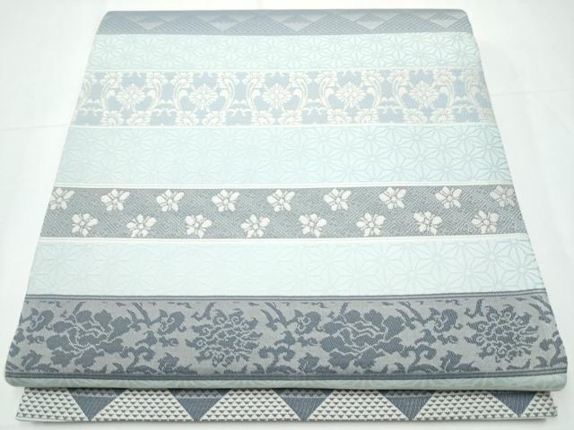 平和屋着物●六通柄袋帯　横段草花文　正絹　逸品　CAAY9730hy