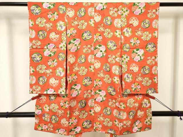 平和屋着物[]アンティーク 大正ロマン お宮参り 女の子 祝着 産着 初着 のしめ 花丸文 逸品 DABA3710ma