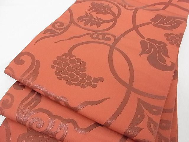 平和屋着物■六通柄　本袋帯　葡萄唐草　正絹　逸品　A-tn2871