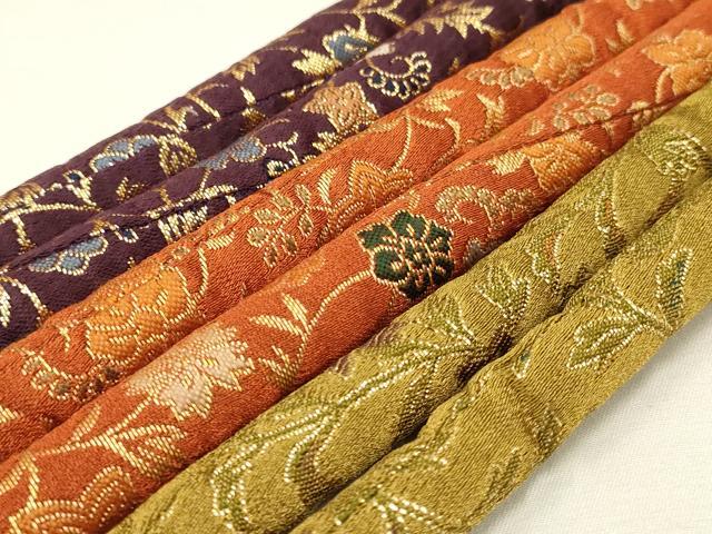 平和屋着物●和装小物　上質な帯締め3本セット　丸ぐけ　花柄　金糸　撚り房　逸品　AAAT2172ay