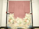 平和屋着物●アンティーク 大正ロマン 色留袖 友禅 相良刺繍 鴛鴦菊牡丹文 暈し染め 正絹 逸品 AAAT6616ck