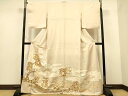 平和屋着物●銀座きしや 色留袖 駒刺繍 雲重ね貝桶草花文 金彩 正絹 逸品 CAAR1375hy