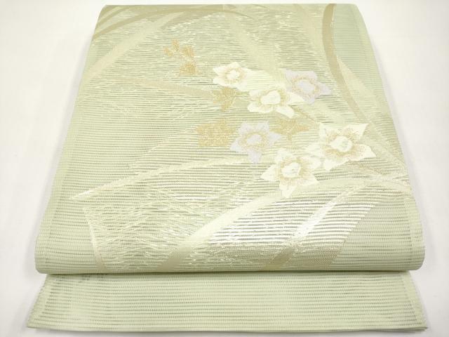 平和屋着物＊夏物 六通柄袋帯 草花文 金糸 正絹 逸品 未使用 CABI8550tx