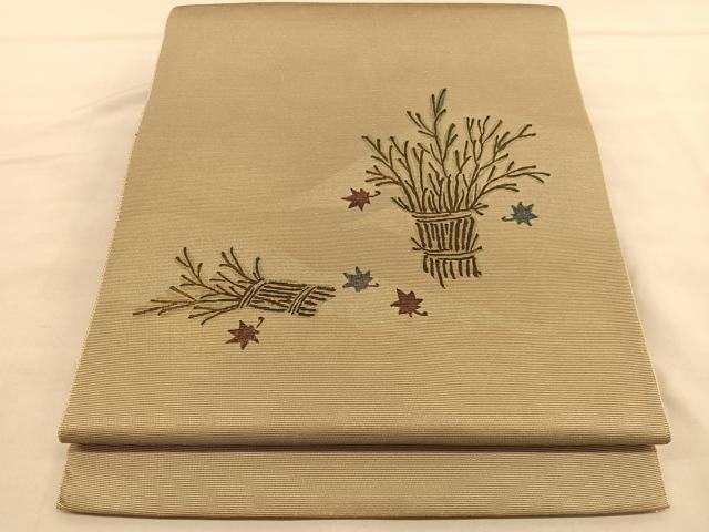 平和屋着物◎八寸名古屋帯　枝束　金糸　正絹　逸品　BAAU4956hv