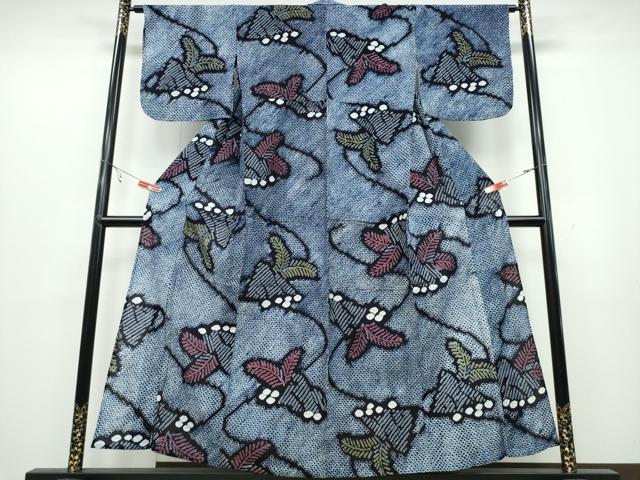 平和屋着物∴夏物　浴衣　有松鳴海絞り　松葉花文　綿　逸品　CABB6594ng
