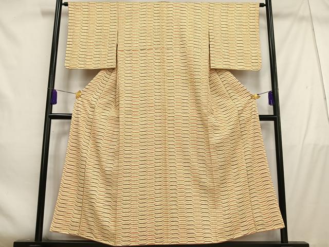 平和屋着物■上質な小紋　変わり縞　正絹　逸品　AABD9037oa