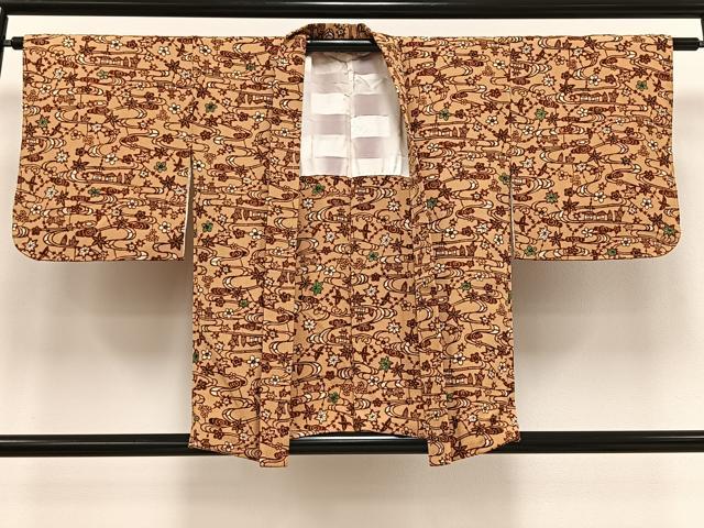 Haori - 平和屋着物∞羽織　型染め　流水風景花文　鬼しぼ縮緬　正絹　逸品　未使用　CAAV5892id