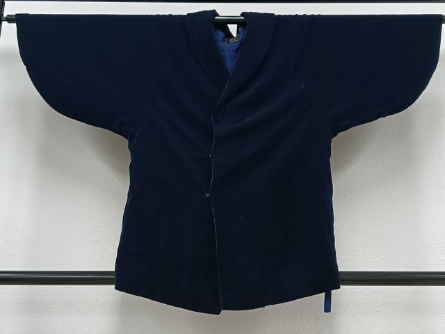平和屋着物＃和装コート　ベロア　濃藍色　CAAV5901id