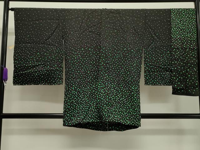Haori - 平和屋着物∞羽織　箔チラシ　黒地　衿付き　仮絵羽　正絹　逸品　CAAW5010dy