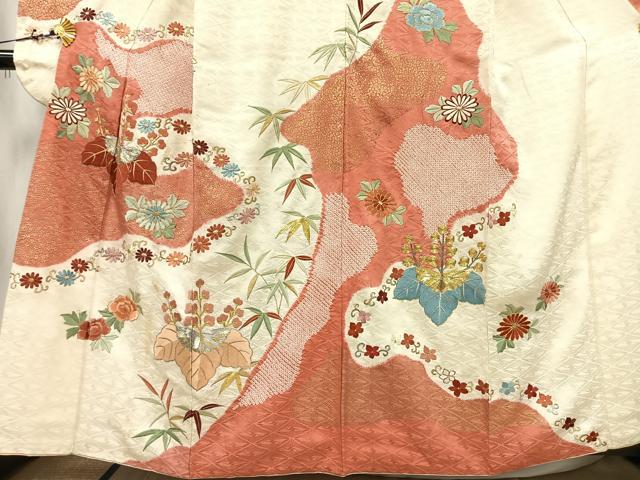 平和屋着物■豪華振袖　駒刺繍　絞り　草花文　金彩　金銀糸　正絹　逸品　AAAY3719mf