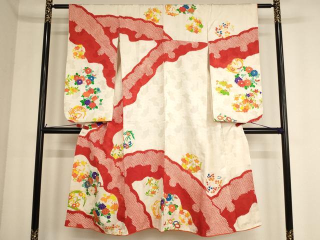 平和屋着物[]七五三　女の子　7歳　祝着　オンワード　駒刺繍　絞り　花丸文　逸品　AABE2376ja