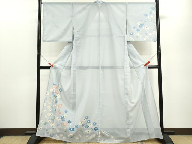 平和屋着物＊夏物　訪問着　絽　草花文　金彩　洗える着物　CABB9724ze