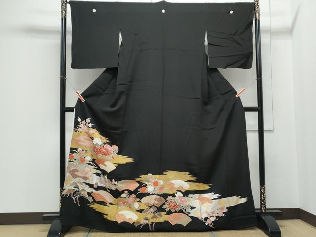 Rakuten - 平和屋着物■豪華黒留袖　地紙花文　金彩　正絹　逸品　CABE6702th