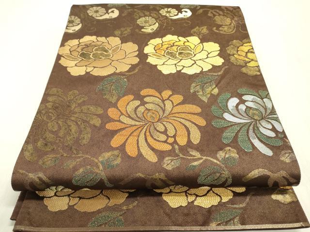 平和屋着物▼六通柄袋帯　草花文　金糸　正絹　逸品　DABC6829fe