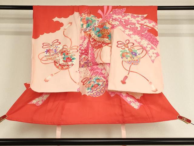 平和屋着物[]七五三　女の子　3歳　祝着　一つ身　鈴花文　金彩　逸品　AABE2389ja