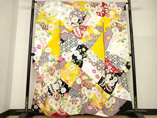 裏物 - 平和屋着物●豪華振袖　辻が花　駒刺繍　花毬文　正絹　逸品　AABG3699ck