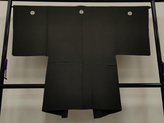平和屋着物＃男性　長羽織　黒紋付き　正絹　逸品　CAAT5815id