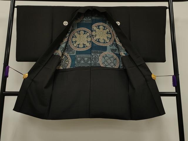 平和屋着物＃男性　長羽織　黒紋付き　正絹　逸品　CAAT5815id