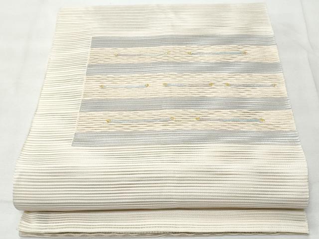 平和屋着物＊夏物　八寸名古屋帯　絽綴れ　幾何学文　金糸　正絹　逸品　CAAV7930fb