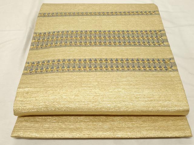 平和屋着物●太鼓柄袋帯 もじり織 横段吉祥文 金糸 正絹 逸品 CABA9122dy
