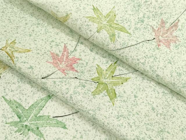 平和屋着物＊夏物　小紋　絽　手描き　枝楓文　たたき染め　正絹　逸品　CABB9743ze