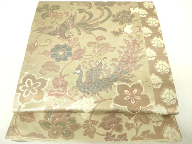 平和屋着物◎西陣　六通柄袋帯　鳳凰花文　金糸　正絹　逸品　DABC7875ya
