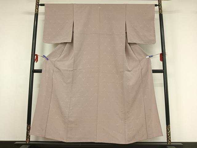 平和屋の平和屋着物▽上質な色無地 単衣 毘沙門亀甲地紋 鴇鼠色 正絹 逸品 AABG1033jh｜アングル2