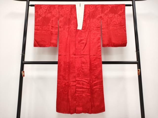 平和屋本店●極上　アンティーク　大正ロマン　長襦袢　袷　飛鶴草花地紋　逸品　CYAA4971s6