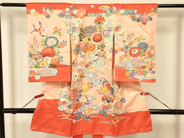 平和屋着物[]お宮参り　女の子　祝着　産着　初着　のしめ　駒刺繍　立波飛鳥文　金彩　逸品　DAAS9109ma