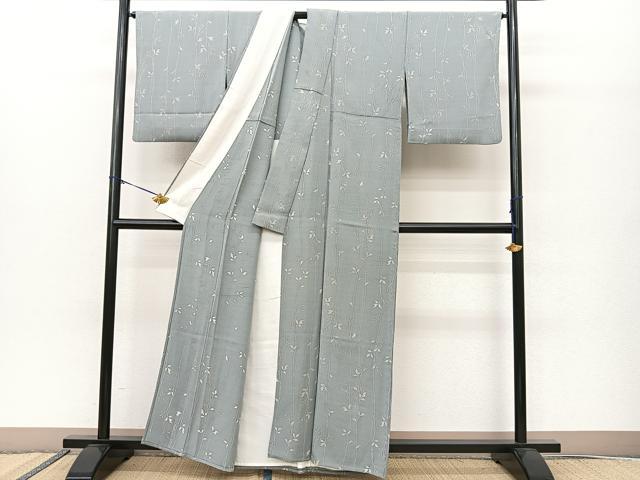 平和屋着物▽上質な小紋　単衣　南天文　正絹　逸品　BAAS8046yc