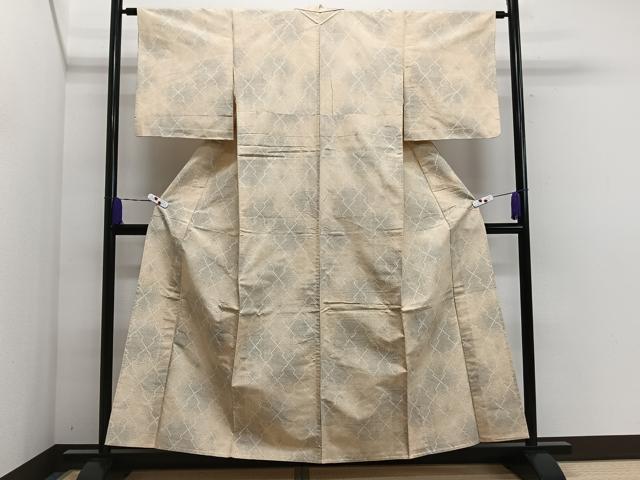 平和屋着物▽上質な紬　単衣　松皮菱文　正絹　逸品　CAAS2463xi