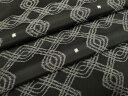 平和屋着物▽上質な紬 単衣 菱文 黒地 正絹 逸品 DAAR5497du