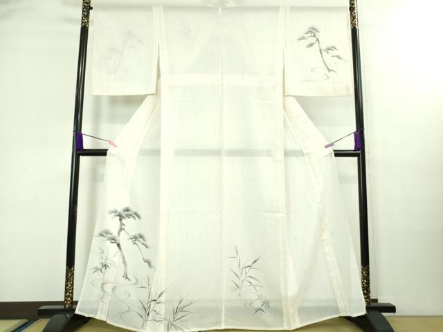 Summer Wear - 平和屋着物■極上　夏物　ぜんまい紬　訪問着　手描き　松　逸品　DZAA8092kh5