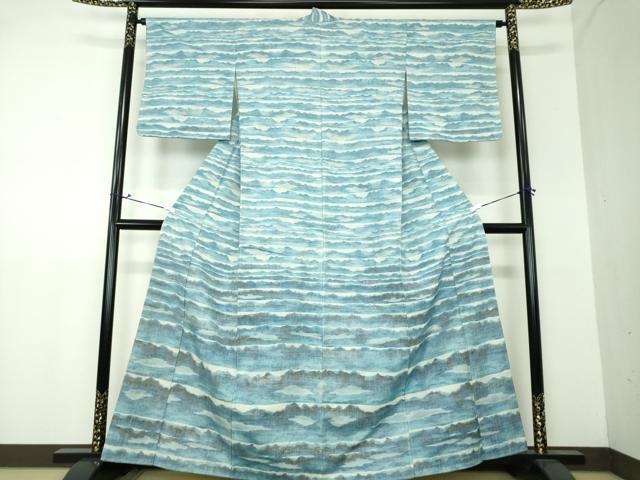 平和屋着物●訪問着　紬地　遠山文　正絹　逸品　DAAU5064ps